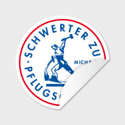 Aufkleber „Schwerter zu Pflugscharen“ – Friedenssymbol & Protestzeichen – Rund, Ø ca. 8 cm