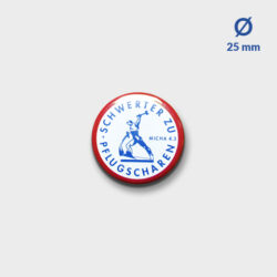 Gewaltfreien Wandel: Mini-Button „Schwerter zu Pflugscharen“ (Ø 25 mm)