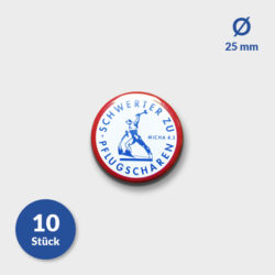 Friedens-Anstecker (Ø 25 mm) im 10er-Set – „Schwerter zu Pflugscharen“ zum Verteilen & Verschenken