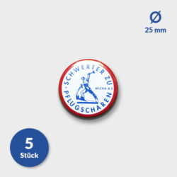 Friedens-Button (Ø 25 mm) im 5er-Set „Schwerter zu Pflugscharen“ – dezentes Symbol für Abrüstung