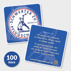 100 Bierdeckel „Schwerter zu Pflugscharen“ – Ein Zeichen für den Frieden