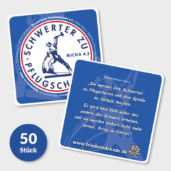 50 Bierdeckel „Schwerter zu Pflugscharen“ – Ein Zeichen für den Frieden