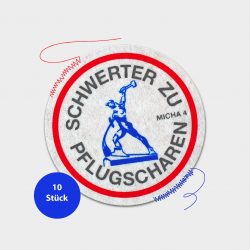 Aufnäher "Schwerter zu Pflugscharen" - Zeichen setzen gegen den Krieg! (10 Stück)